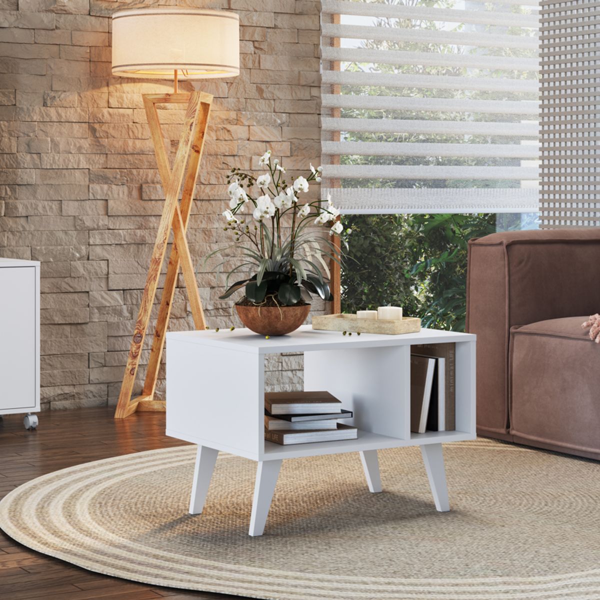 BE DESIGN - Mesa De Centro Retro Blanco