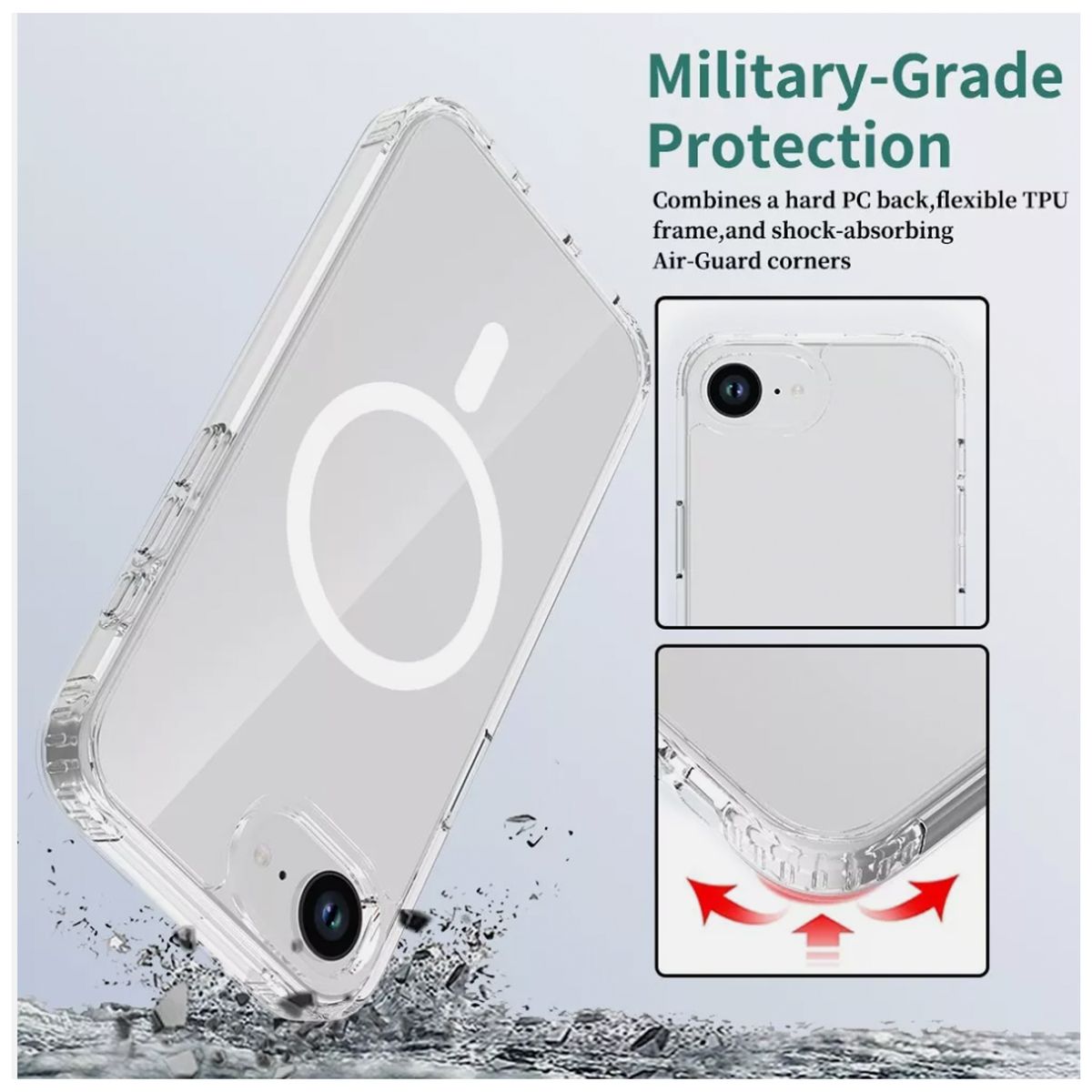 JOIGO - Carcasa Transparente Para iPhone 16e Compatible Con Magsafe