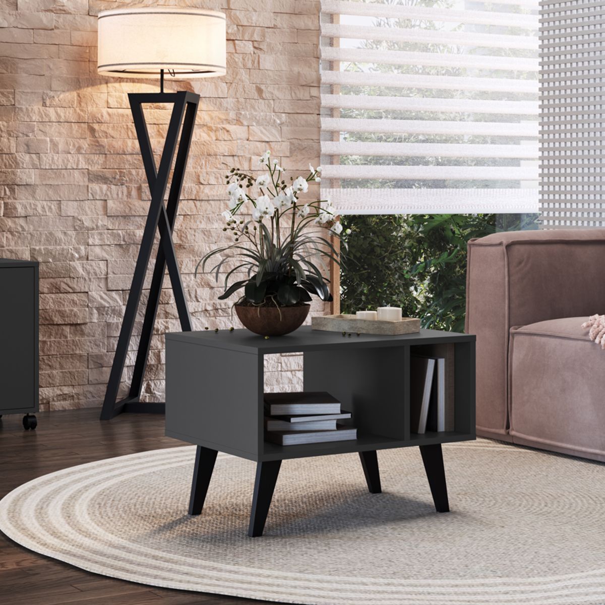 BE DESIGN - Mesa De Centro Retro Gris