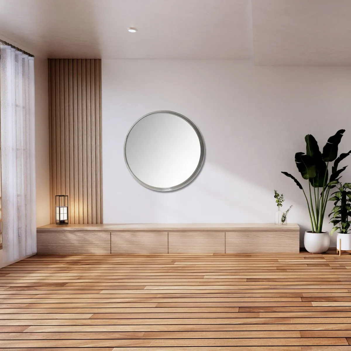 RONDA - Espejo Redondo Metalico Silver 50x50 cm