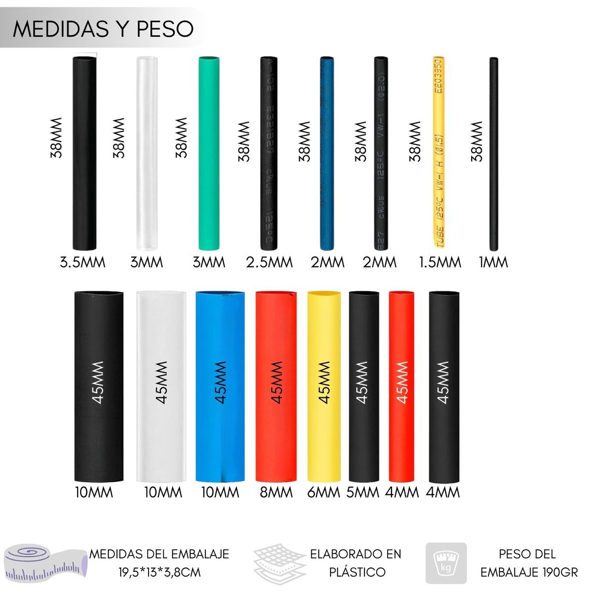 Kit Tubos Termoretractil Colores Mixtos 580 Piezas, marca GENERICO - Foto 2