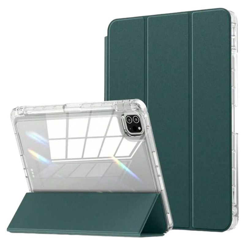 GENERICO - Carcasa Smart Cover Clear Para iPad Air 11 M3 2025 Verde Oscuro