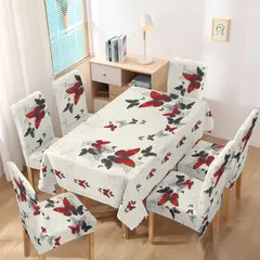 GENERICO - SET DE UN MANTEL IMPERMEABLE CON 6 FUNDAS CUBRE SILLAS