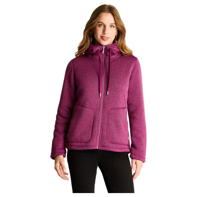 CURVI - Polerón Jersey Melange Bondeado Coral Fleece Magenta