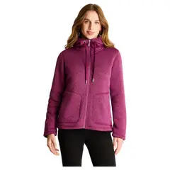 CURVI - Polerón Jersey Melange Bondeado Coral Fleece Magenta