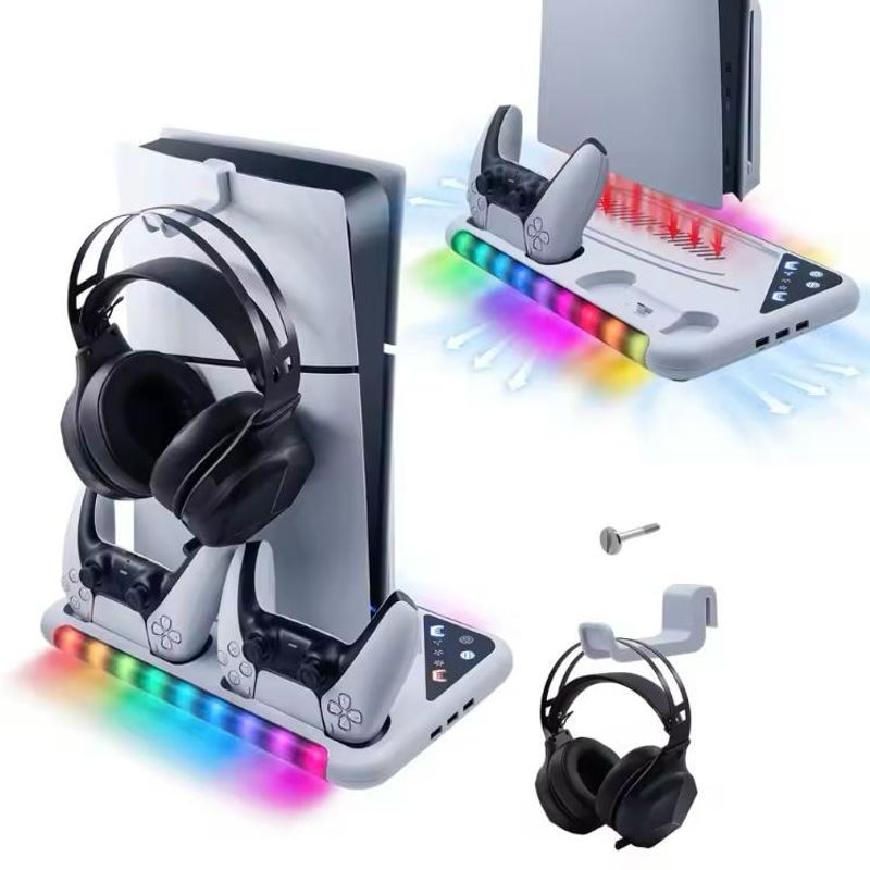 GENERICO - Base DOBE ventiladores Compatible con PlayStation5 y PS5 slim y luces