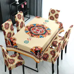 GENERICO - SET DE UN MANTEL IMPERMEABLE CON 6 FUNDAS CUBRE SILLAS