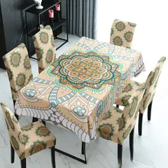 GENERICO - SET DE UN MANTEL IMPERMEABLE Y CON 6 FUNDAS CUBRE SILLAS