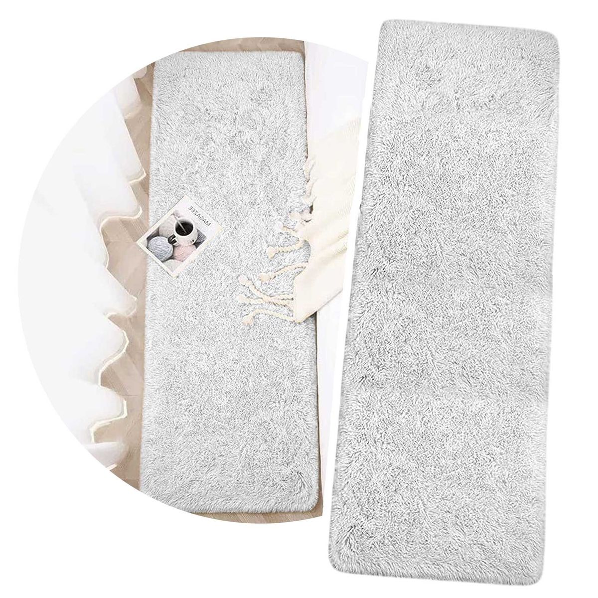 GENERICO - Alfombra Peluds - Bajada de Cama - Pasilleras 50x150cm Blanco