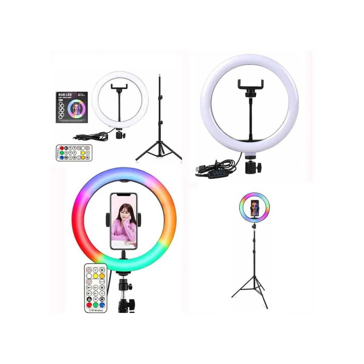 GENERICO - Aro De Luz Rgb Multicolor Con Control De 26cm Y Tripode 21m tik tok