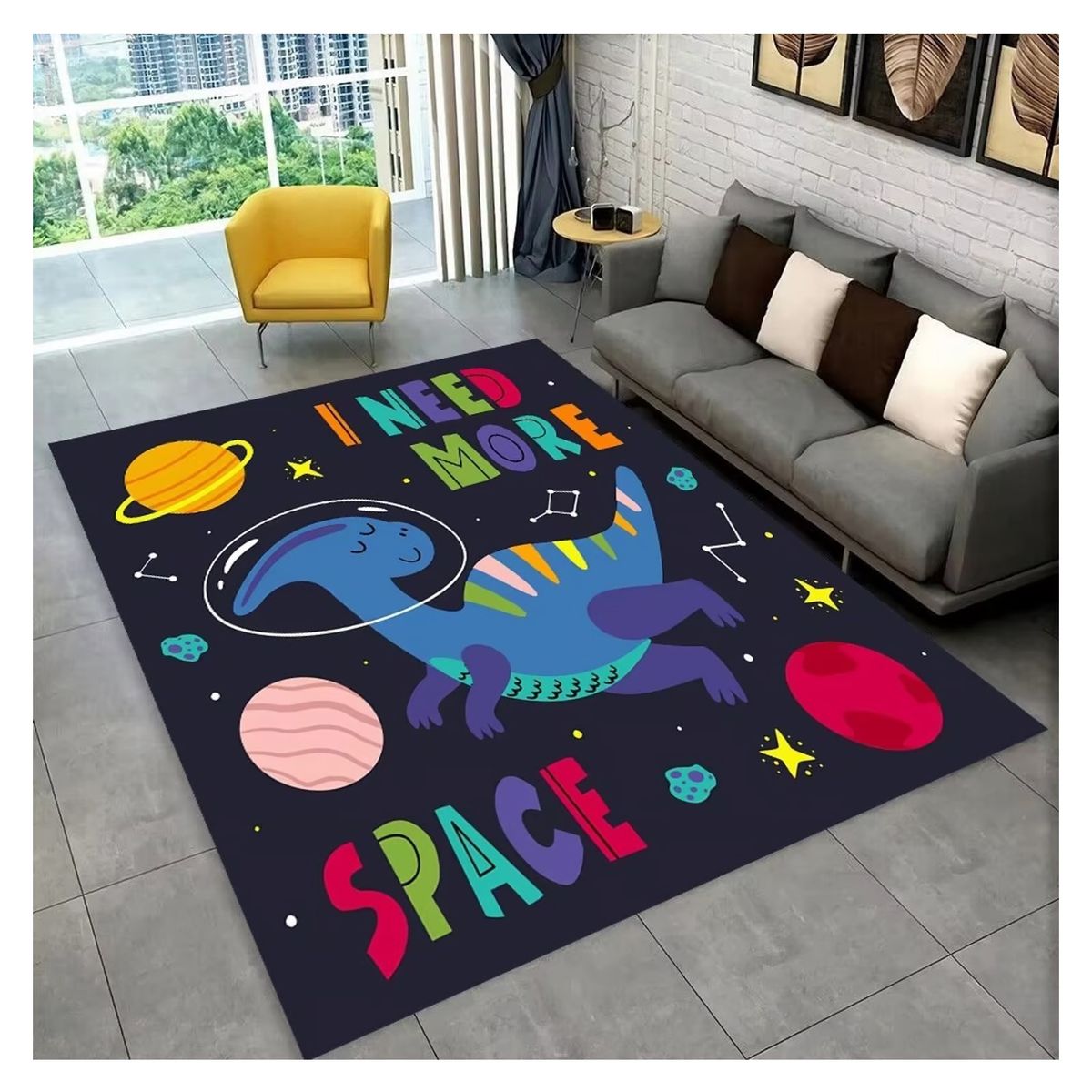 SMARTY - Alfombra Lisa Infantil Diseño Dino Explorer 120x160CM