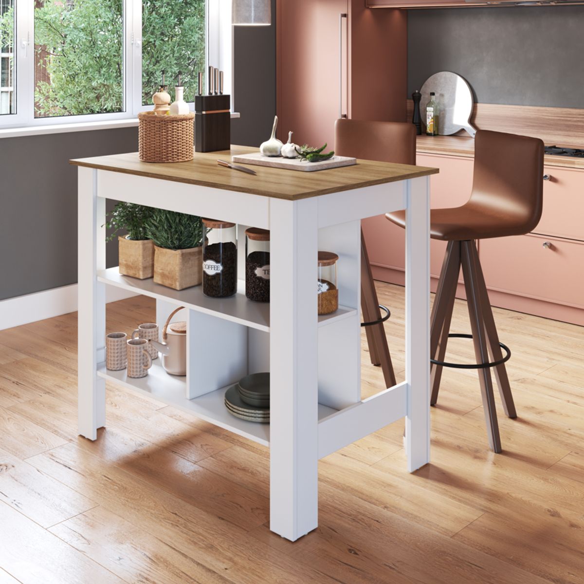 BE DESIGN - Isla De Cocina Blanco Miel Moveli