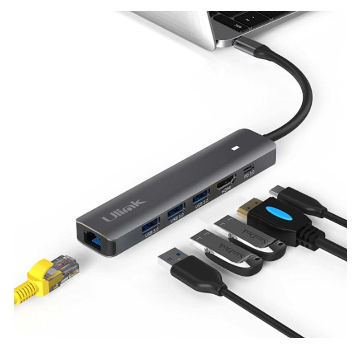 TP LINK - ADAPTADOR USB-C A HDMI, 3 USB 3.0, RJ45(LAN), USB-C CARGA