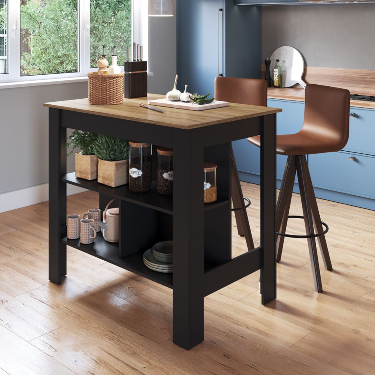 BE DESIGN - Isla De Cocina Negro Miel Moveli