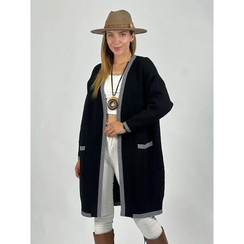 ENIGMATICA BOUTIQUE - Cardigan de Lana Bordes de Color