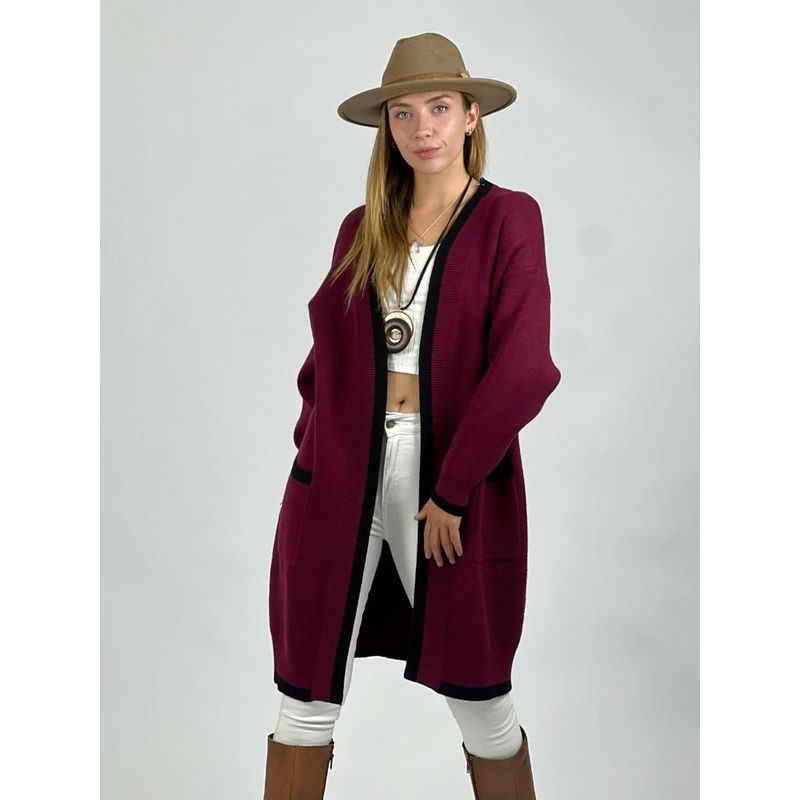 ENIGMATICA BOUTIQUE - Cardigan de Lana Bordes de Color