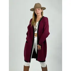 ENIGMATICA BOUTIQUE - Cardigan de Lana Bordes de Color