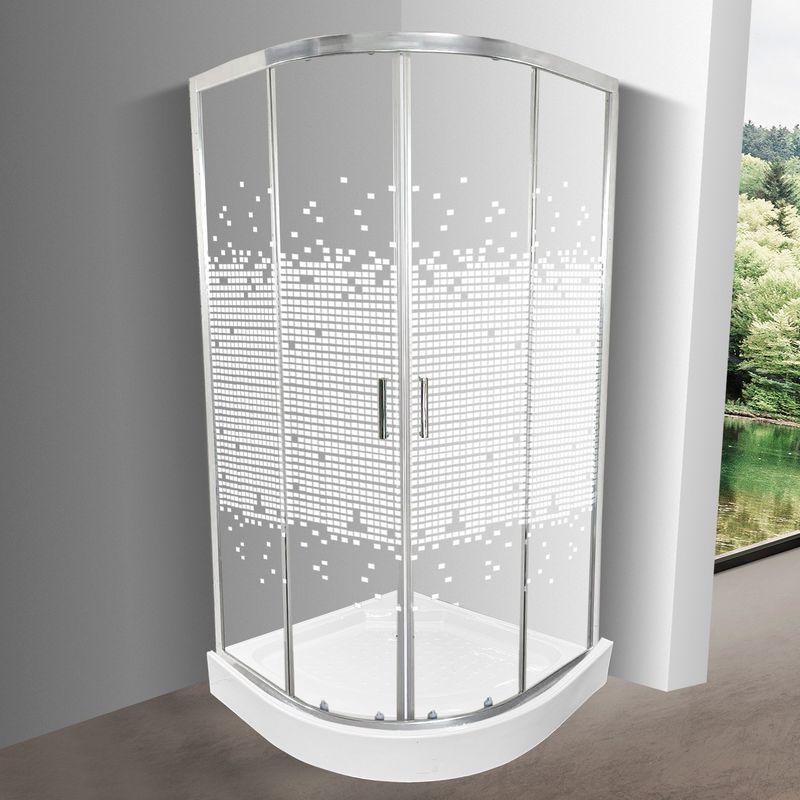 JOYTEK - Shower 90x90 Curvo Elegant Joytek Mosaico Blanco con Receptáculo