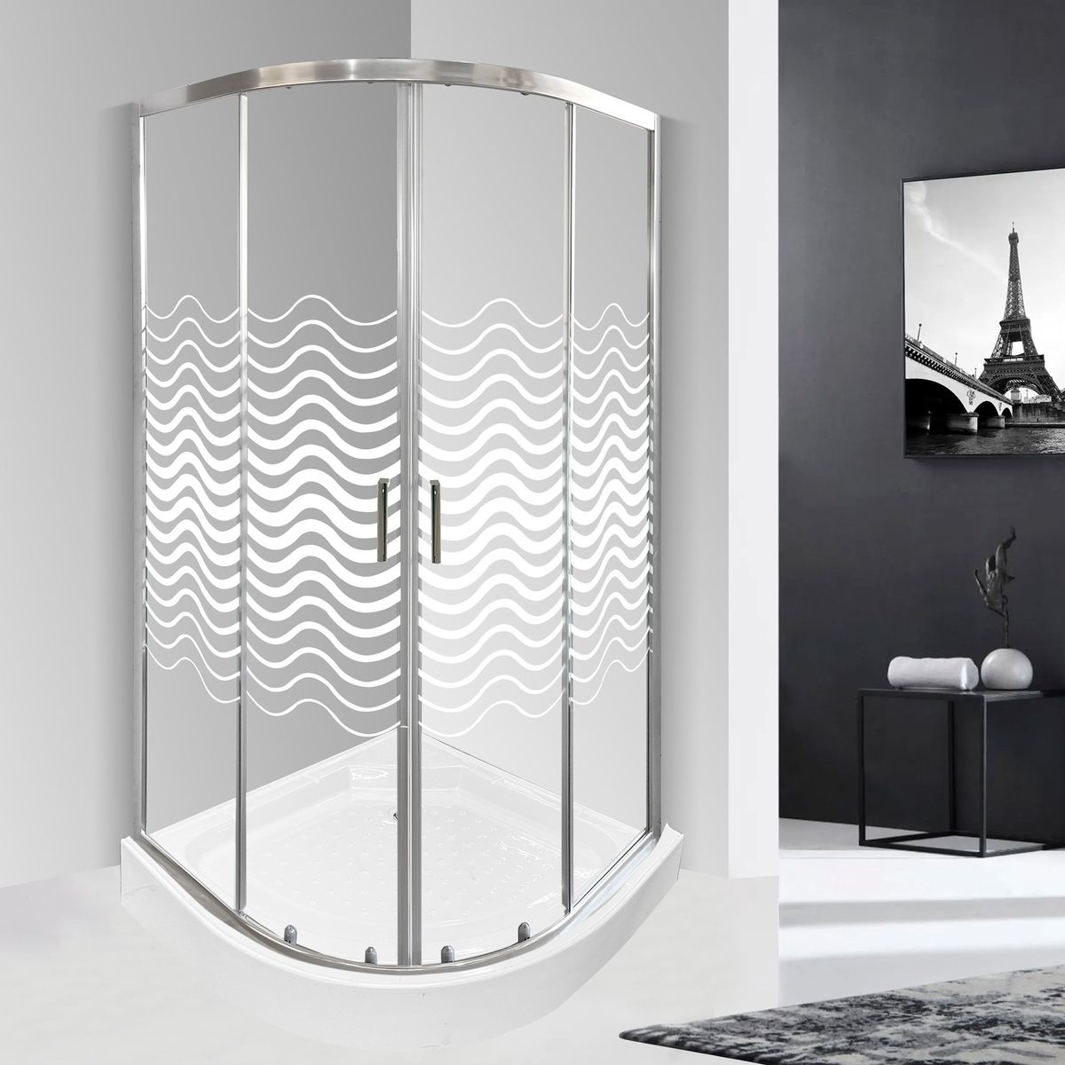 JOYTEK - Shower 90x90 Curvo Elegant Joytek Líneas Curvas con Receptáculo