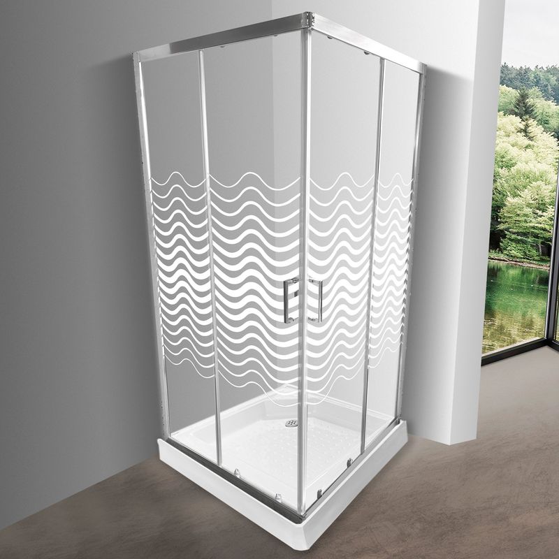 JOYTEK - Shower Door Elegant Joytek Líneas Curvas con Receptáculo 90x90 cm