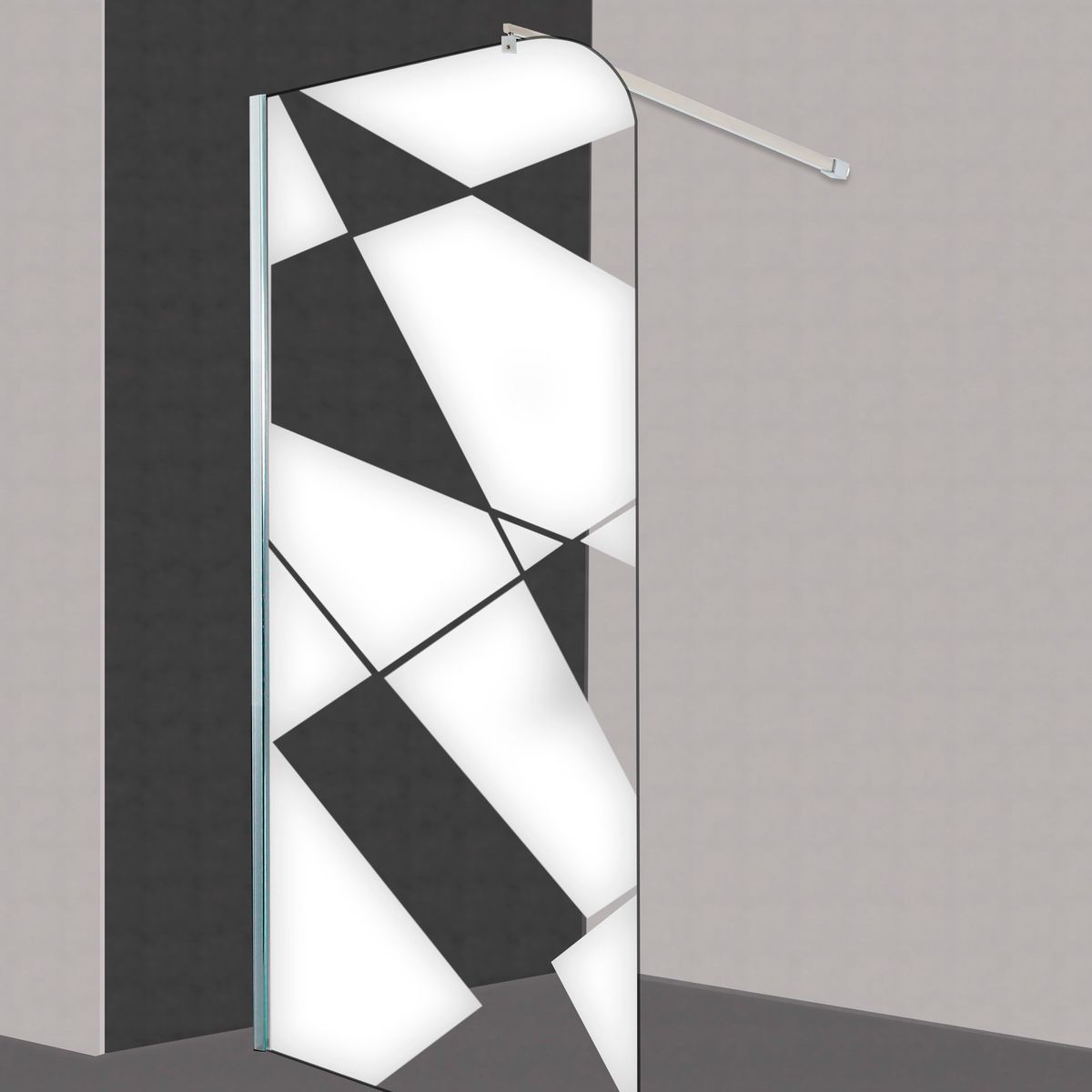 JOYTEK - Mampara Fija Curva de Vidrio Joytek para Baño de 8 mm 190x90 cm