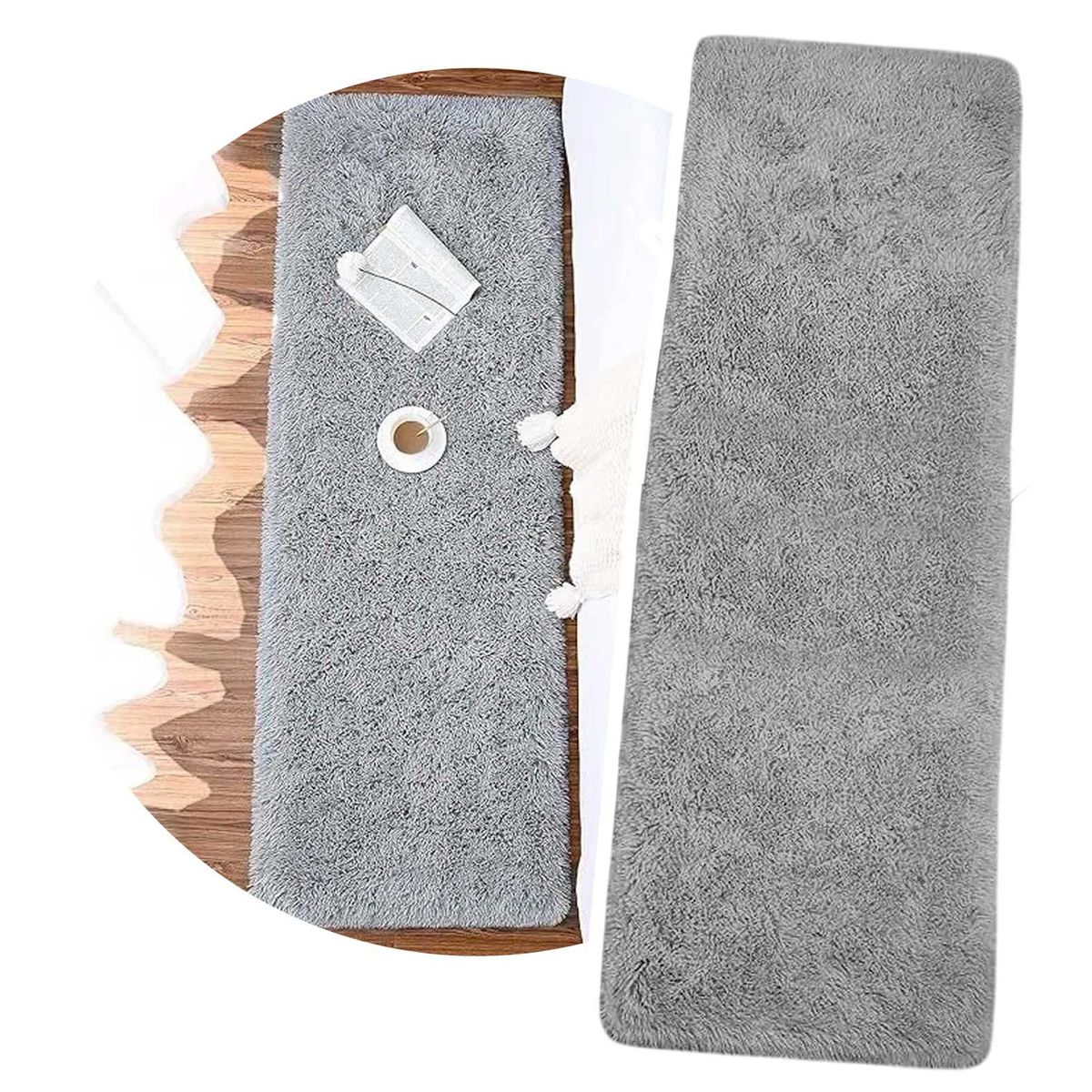 GENERICO - Alfombra Peluds - Bajada de Cama - Pasilleras 50x150cm Gris