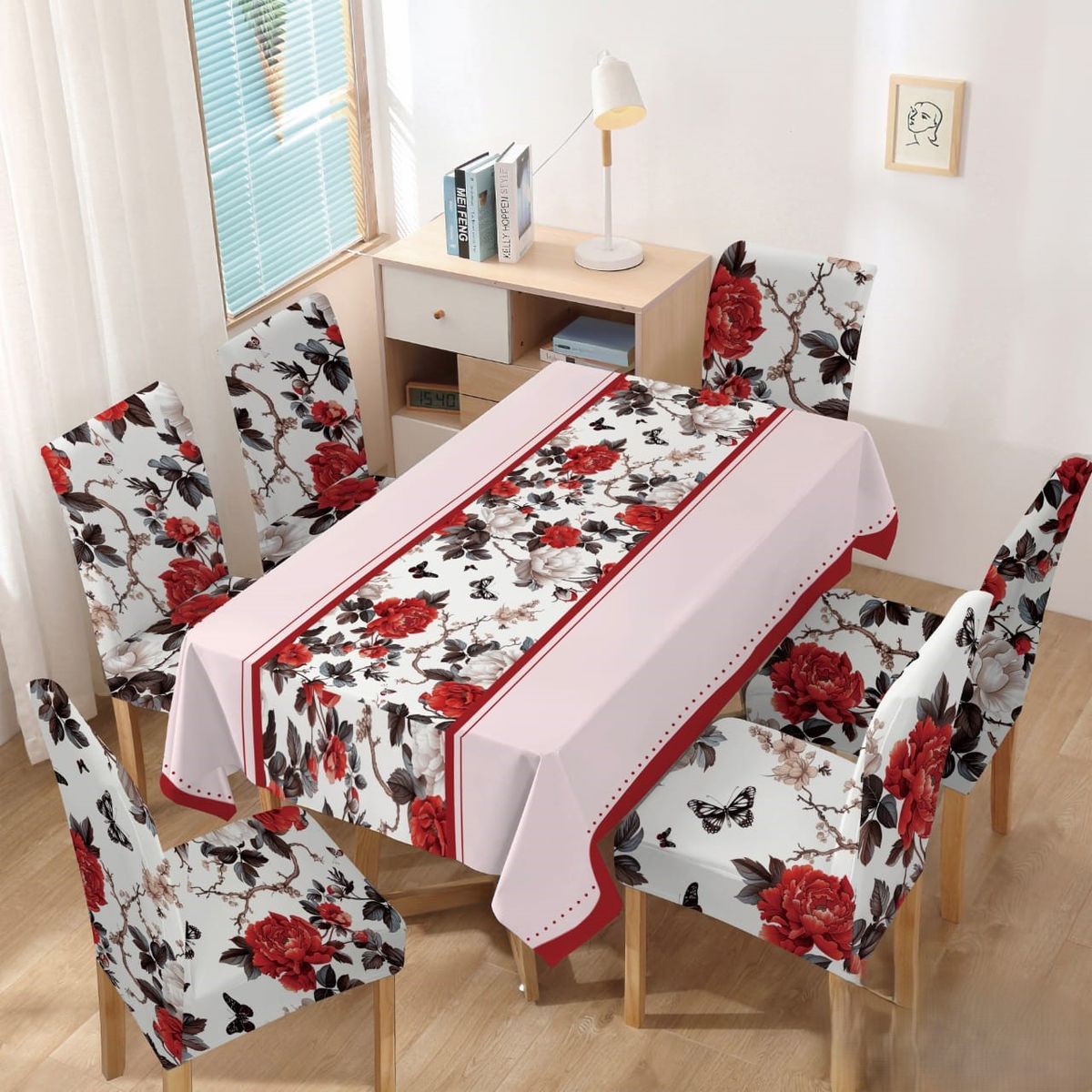 GENERICO - SET DE MANTEL IMPERMEABLE CON 6 CUBRE SILLAS PROTECTOR 7 PIEZAS