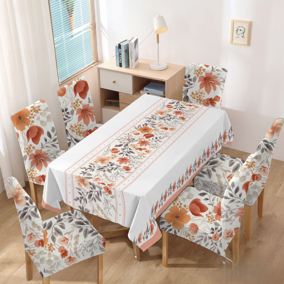 GENERICO - SET DE MANTEL IMPERMEABLE Y CON 6 CUBRE SILLAS PROTECTOR 7 PIEZAS