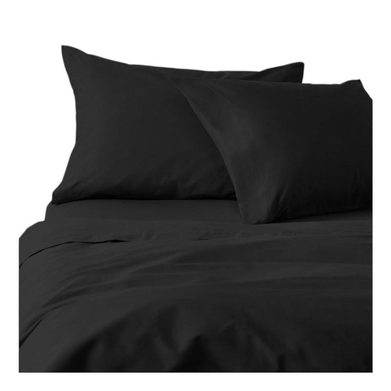 GENERICO - Juego Sabanas Lisa 1.5 Plaza + Funda Negro