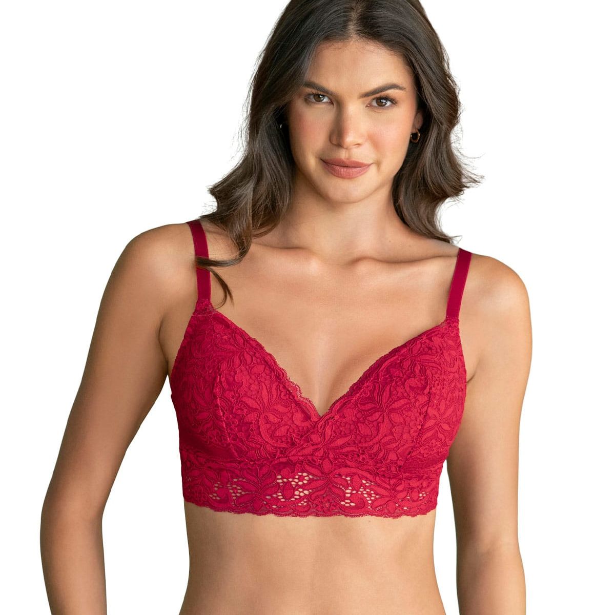 LEONISA - Sostén en encaje sin arcos 091149 Rojo
