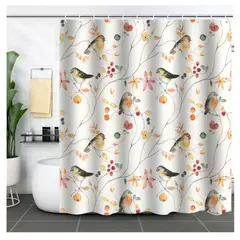 COMPRAPO - Cortina Baño Impermeable Amanecer de Aves más 12 Ganchos