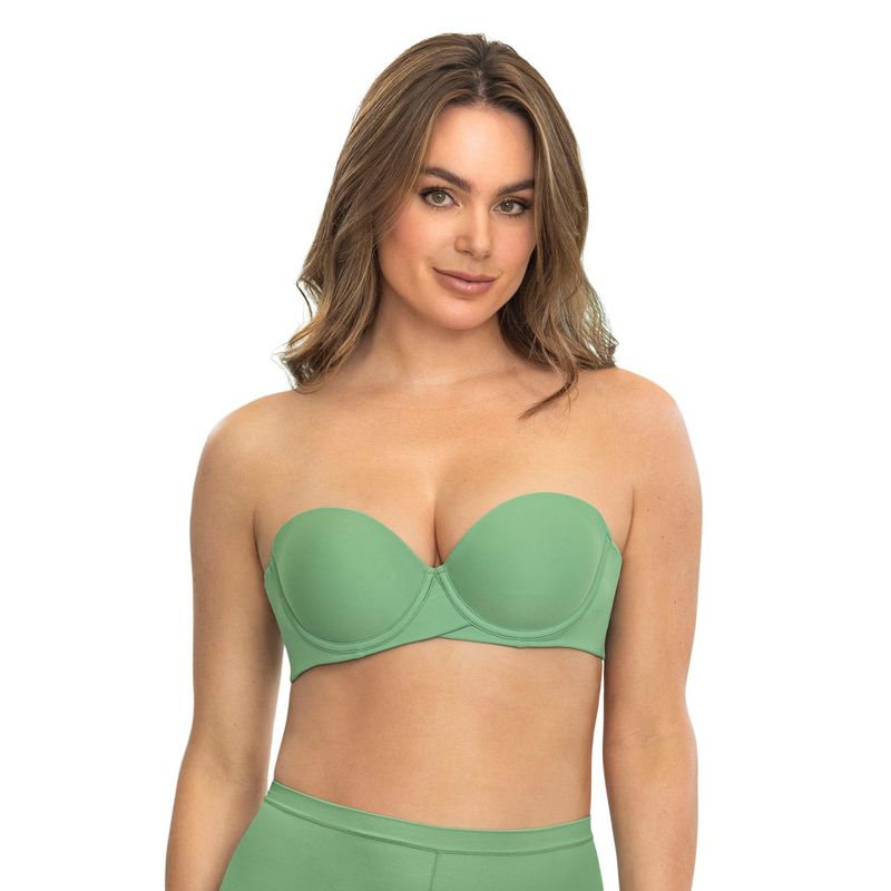 LEONISA - Sostén strapless Magic Up de doble realce que aumenta dos tallas de copa 011843 Verde
