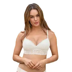 LEONISA - Sostén en encaje sin arcos 091149 Marfil