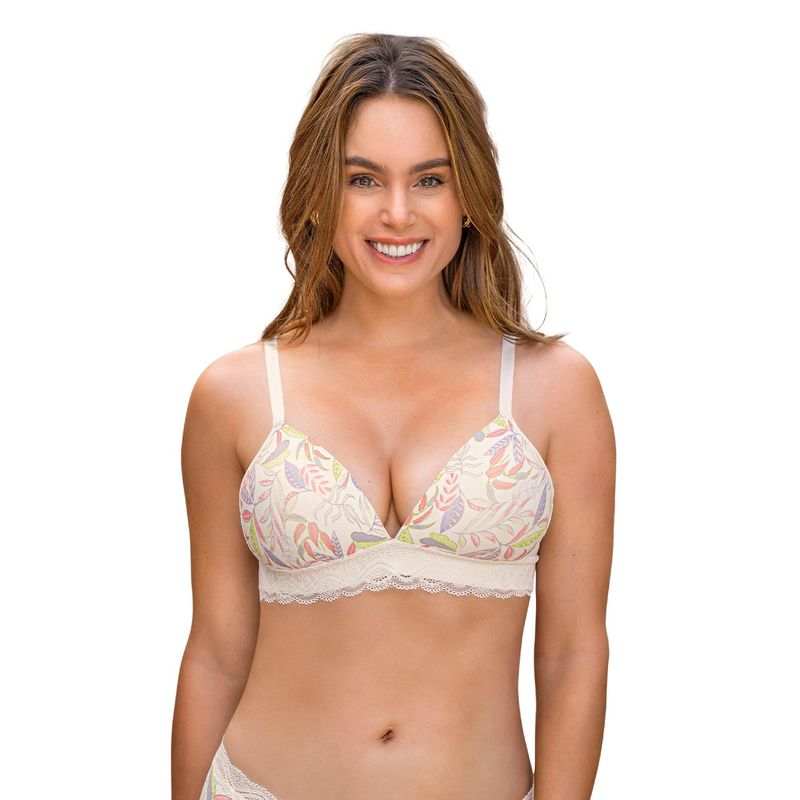 LEONISA - Sostén ultracómodo con encaje en la base y espalda Comfy Bra 091032 Marfil