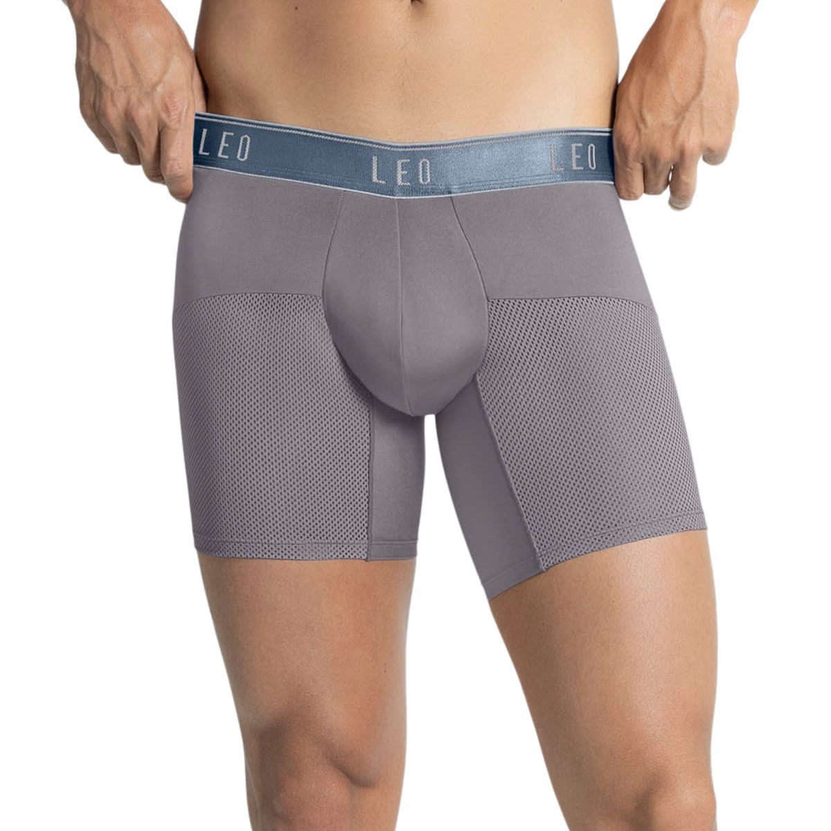 LEO - Bóxer medio de secado rápido con mallas transpirables en microfibra 033272N Gris