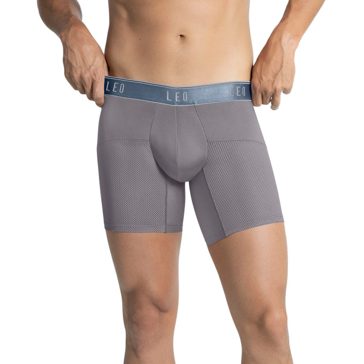 LEO - Bóxer medio de secado rápido con mallas transpirables en microfibra 033272N Gris