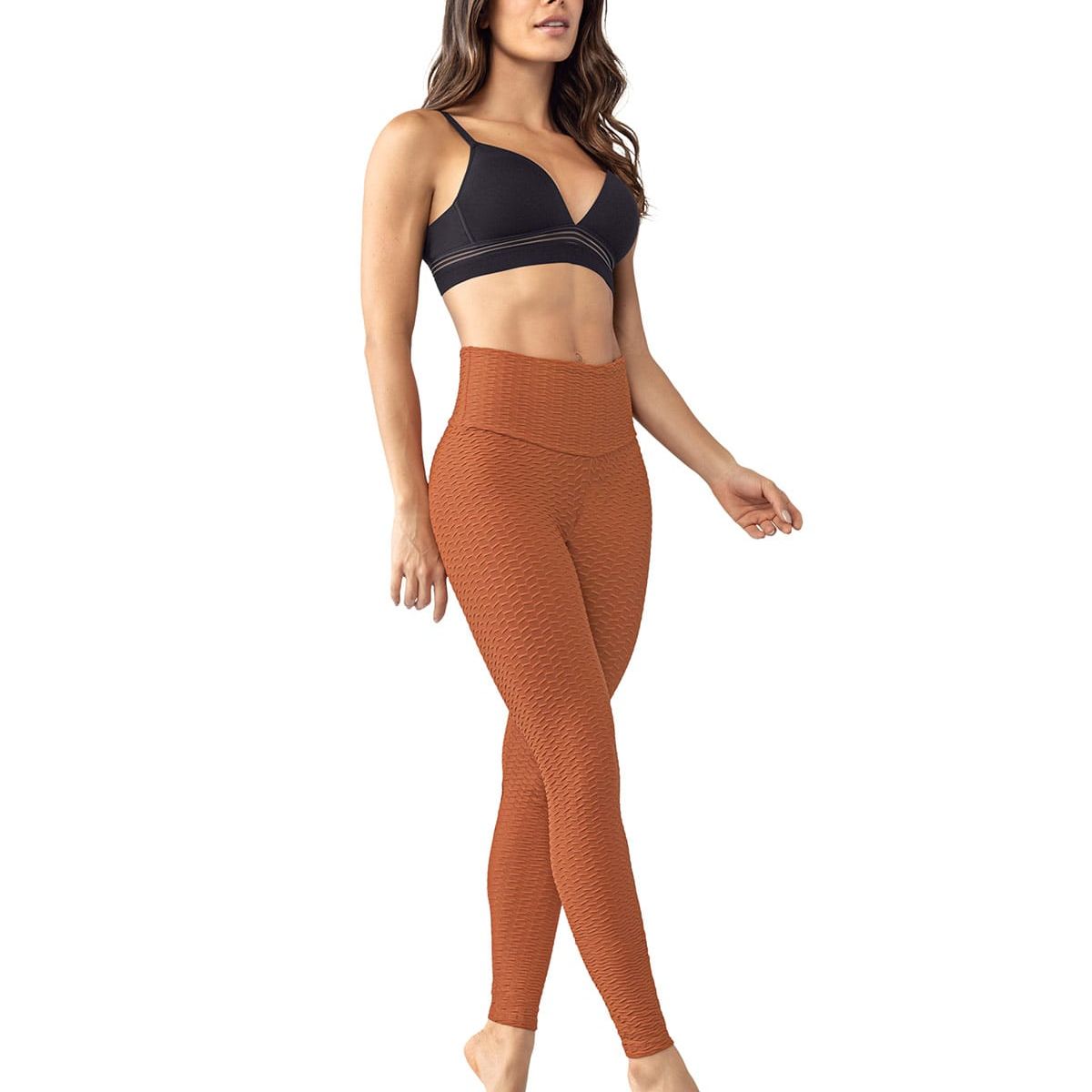 LEONISA - Legging levanta cola que moldea los glúteos y afina el abdomen y la cintura 441006 Terracota