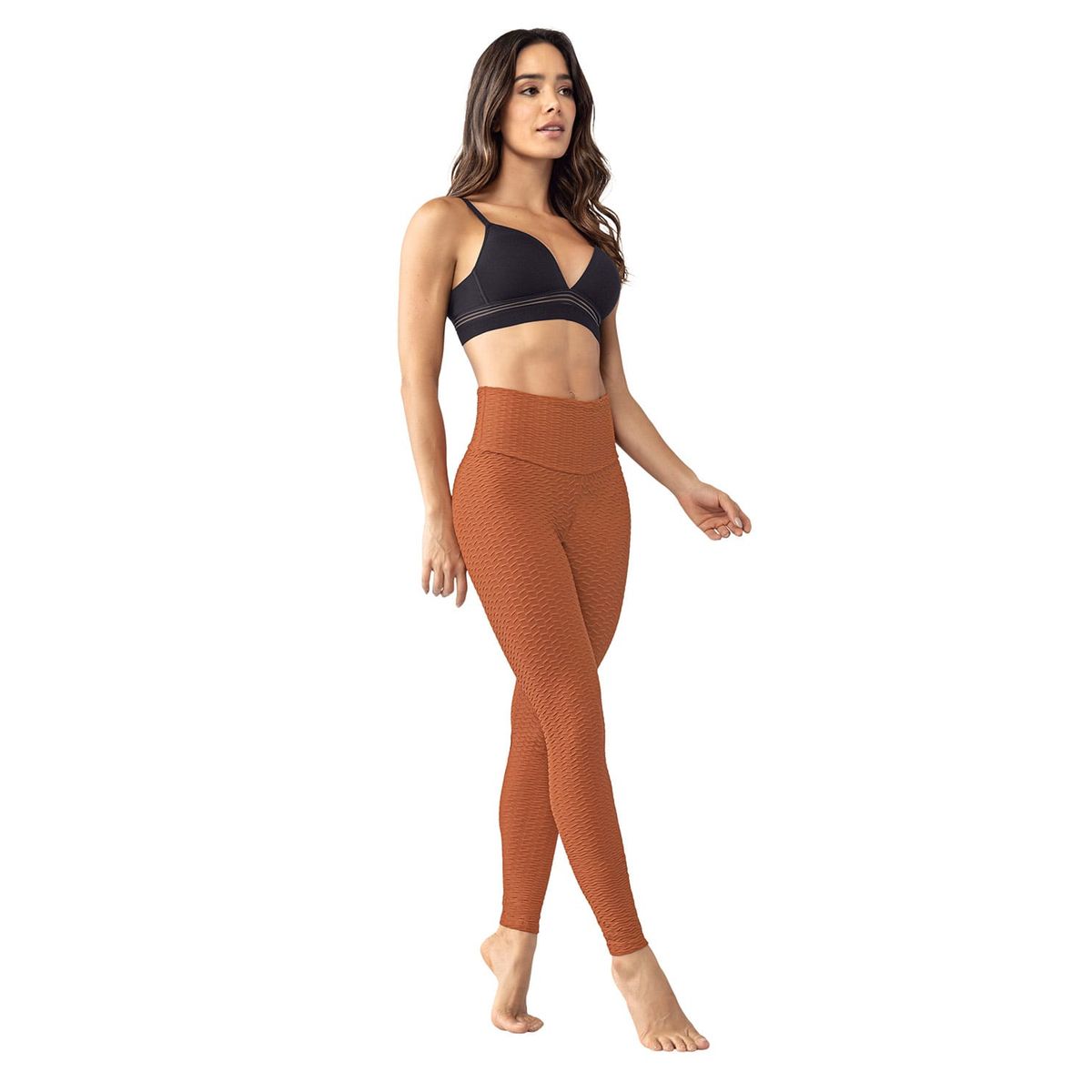 LEONISA - Legging levanta cola que moldea los glúteos y afina el abdomen y la cintura 441006 Terracota