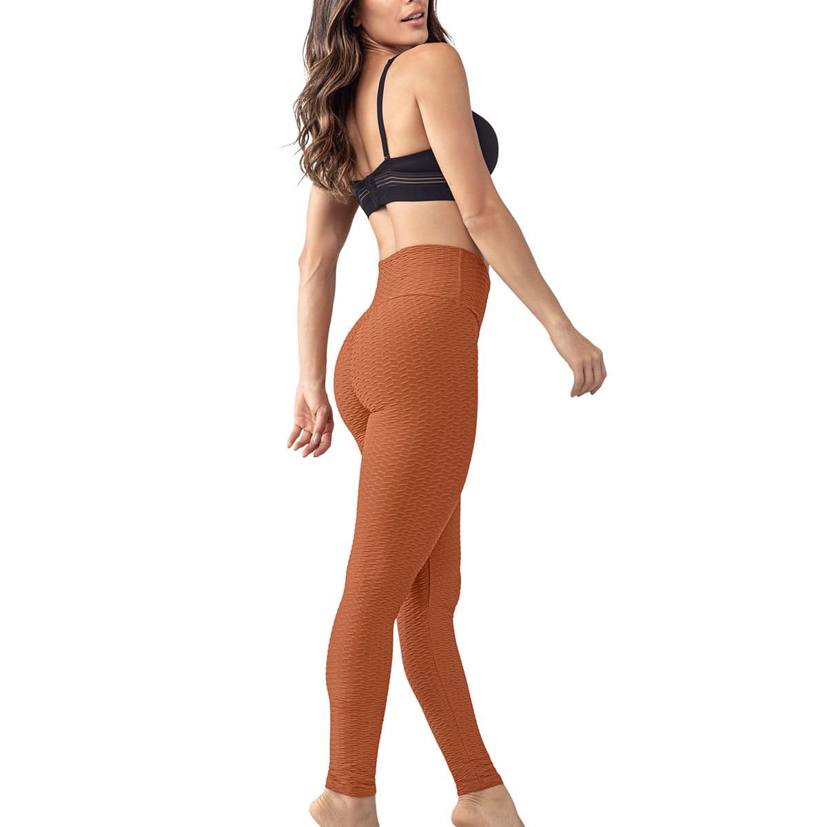 LEONISA - Legging levanta cola que moldea los glúteos y afina el abdomen y la cintura 441006 Terracota