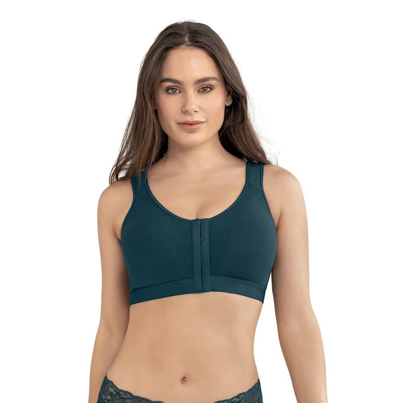 LEONISA - Sostén tipo top multiusos ultracómodo en algodón All in One Bra 91044 Verde Oscuro