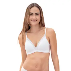 LEONISA - Sostén sin arco Pura Comodidad con detalles en tul 091083 Blanco