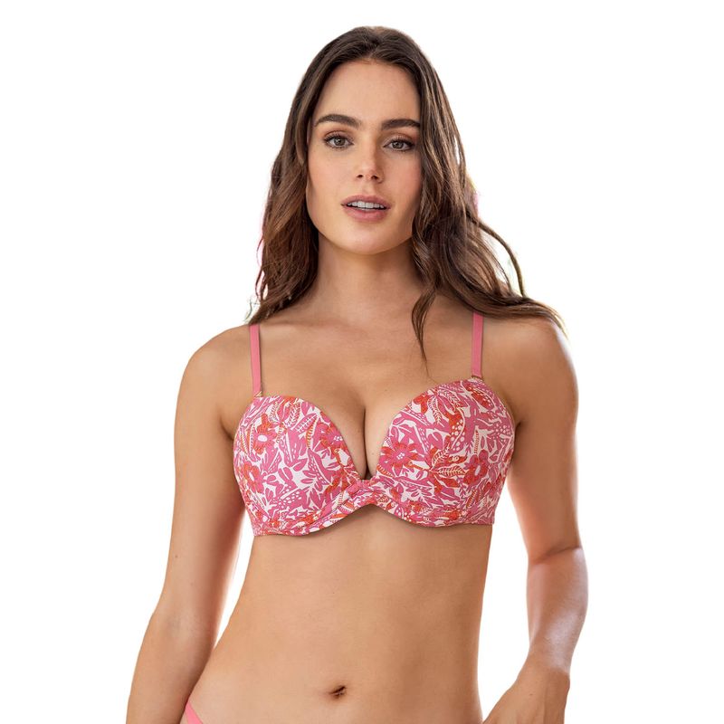 LEONISA - Sostén push up de doble realce con arco (barba) 011827 Rosado