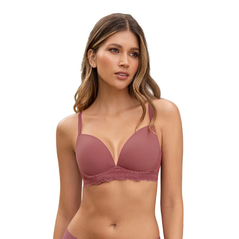 LEONISA - Sostén media copa con arco y base elaborada en encaje Sexy Essential 091077 Terracota