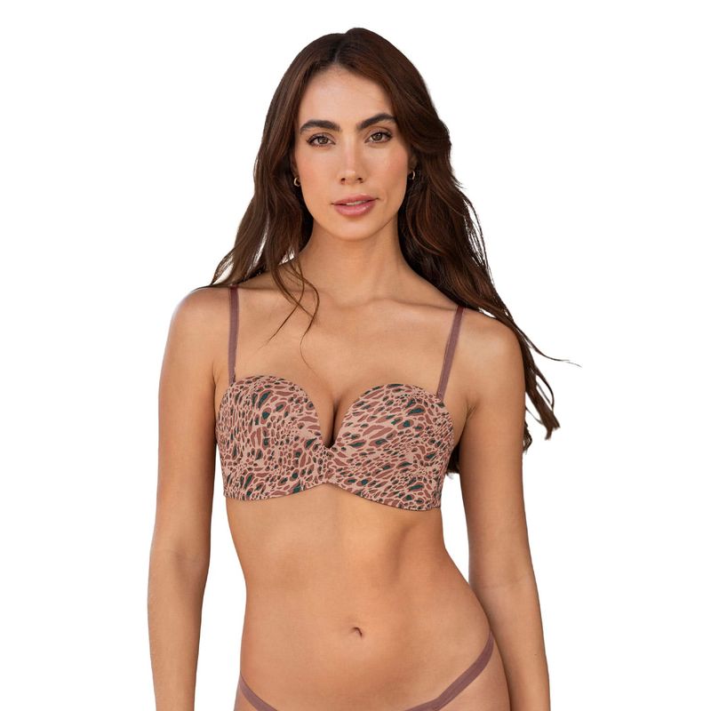LEONISA - Sostén strapless Antigravedad de realce alto sin arco 011841 Café