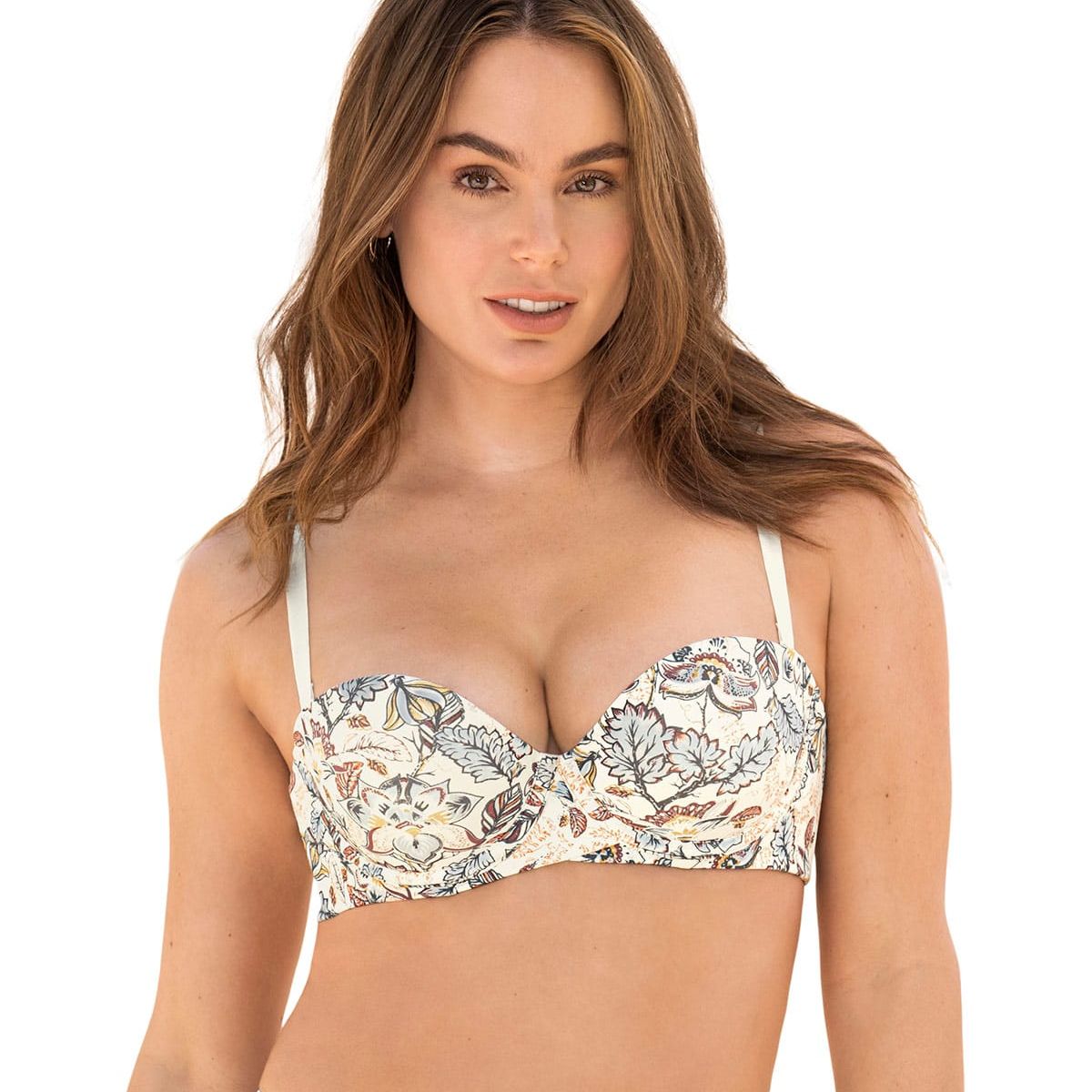 LEONISA - Sostén strapless Magic Up de doble realce que aumenta dos tallas de copa 011843 Marfil