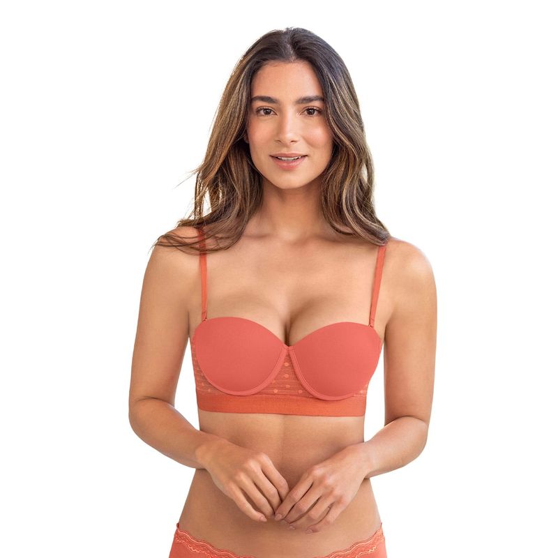 LEONISA - Sostén balconet con realce medio y espalda en tul 011898 Coral