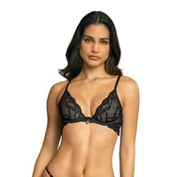 Sostén escote profundo en encaje y tul 091147 Negro