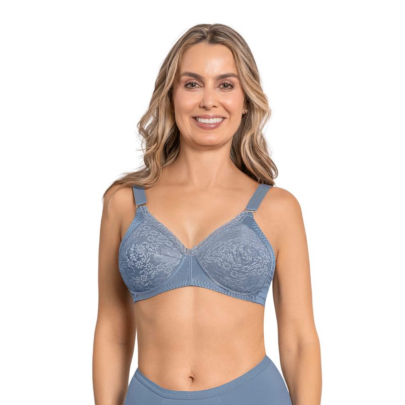 LEONISA - Sostén clásico sin arco con copas en encaje 01176 Azul