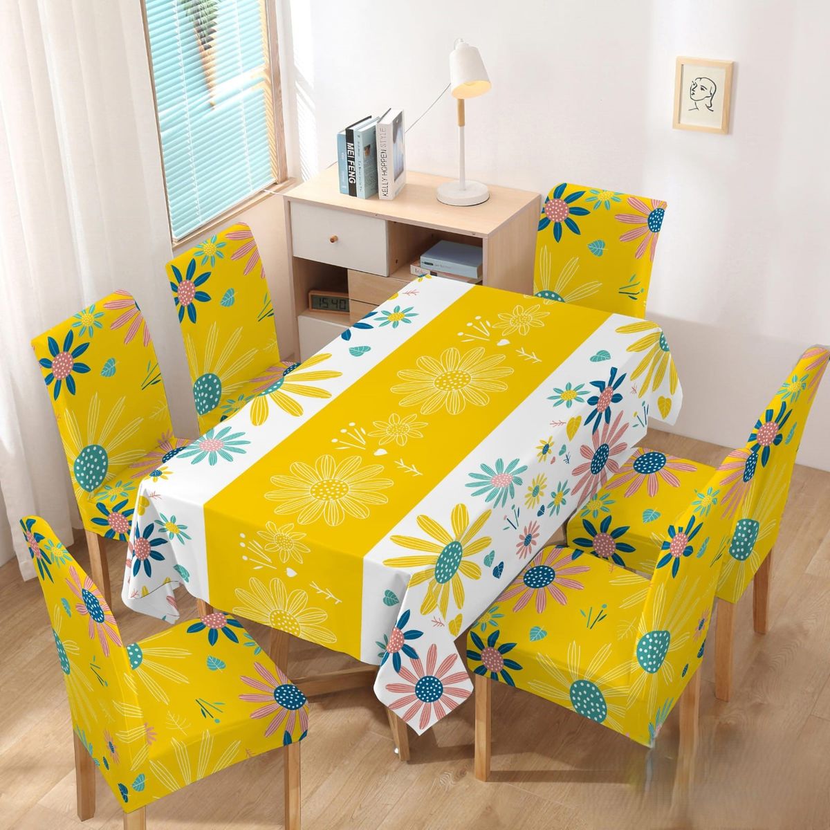 GENERICO - SET DE MANTEL IMPERMEABLE Y CON 6 CUBRE SILLAS PROTECTOR 7 PIEZAS