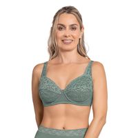 Sostén triangular con copas en encaje y espalda en tela lisa 71357 Verde